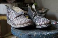 Lee Krasner’s painting boots in the studio.